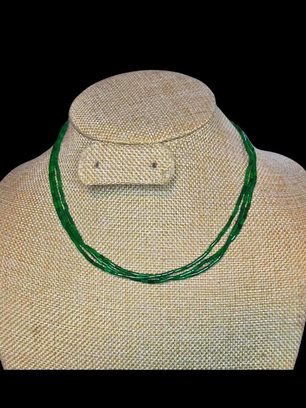 Green Malachite Multi-Strand Bead Necklace 16" Sun Hallmark